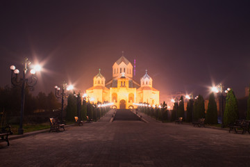 Sticker - church at night time