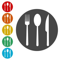 Sticker - Fork and knife and spoon 