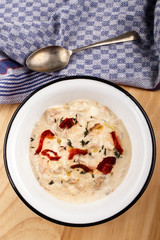 Wall Mural - hungarian style seafood chowder in a pot