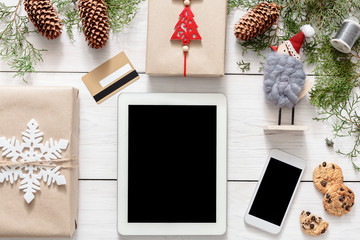 Fototapete - Christmas online shopping background