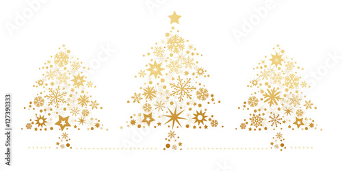 Foto-Stoffbanner - Weihnachtsbäume mit Sternen geschmückt (von Trueffelpix)