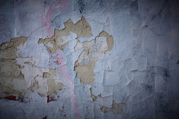 A highly detailed cracked painted wall background and texture vi