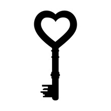 Heart Shape Vintage Key Icon Image Vector Illustration Design 