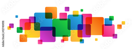 Fotomural Overlapping Multicoloured Squares Banner