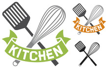 Crossed Spatula And Balloon Whisk - Kitchen Symbol