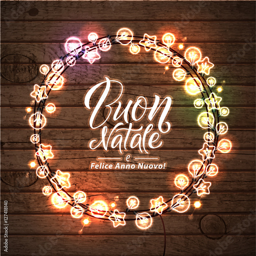 merry christmas and happy new year italian language glowing lights wreath for xmas holiday - How To Say Merry Christmas In Italian merry christmas and happy new year italian language glowing lights wreath for xmas holiday - How To Say Merry Christmas In Italian