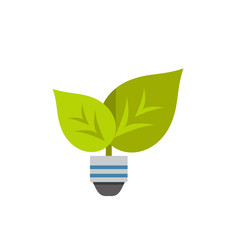 Poster - Green light with leafs and bulb icon