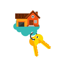 Poster - Key of dream house in cloud icon