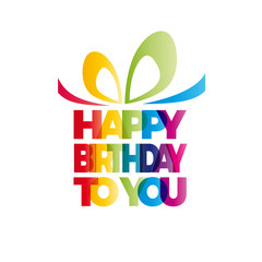Wall Mural - a gift for your happy birthday. vector box with bow, text of wor