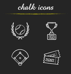 Canvas Print - Baseball chalk icons set