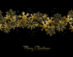 Wall Mural - Merry Christmas and New Year gold snow card design