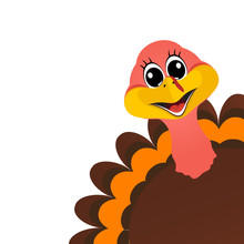 Funny Turkey Peligrin Peeking Sideways On Thanksgiving Day Vecto