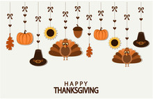 Happy Thanksgiving Card Or Background. Vector Illustration.
