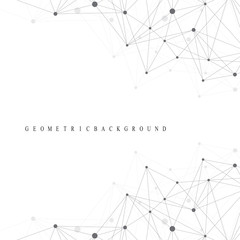 Aufkleber - Graphic abstract background communication. Geometric scientific pattern with compounds. Minimal array lines and dots. Digital data visualization. Scientific vector illustration for your design