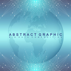 Aufkleber - Graphic abstract background communication. Geometric scientific pattern with compounds. Minimal array lines and dots. Digital data visualization. Scientific vector illustration for your design