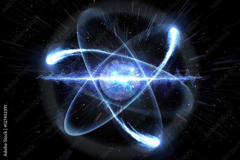 Atomic Particle 3D Illustration - obrazy, fototapety, plakaty 
