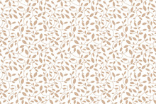 Floral Seamless Leaf Pattern. Brown Beige Leaves And Sprouts. Illustrated Background. Vector. Print For Textile Or Web