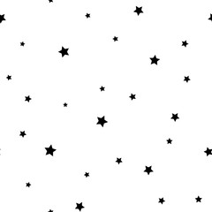 Wall Mural - star seamless pattern. black and white retro background. chaotic elements. abstract geometric shape 