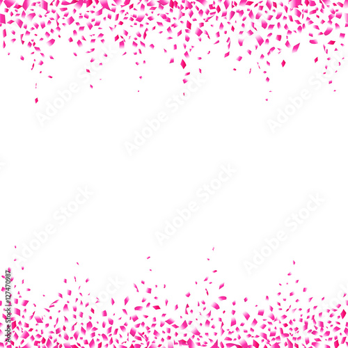 Seamless Romantic Pink Confetti Borders On White Background