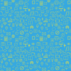 Aufkleber - Communicate Icon Seamless Pattern on a blue background vector illustration