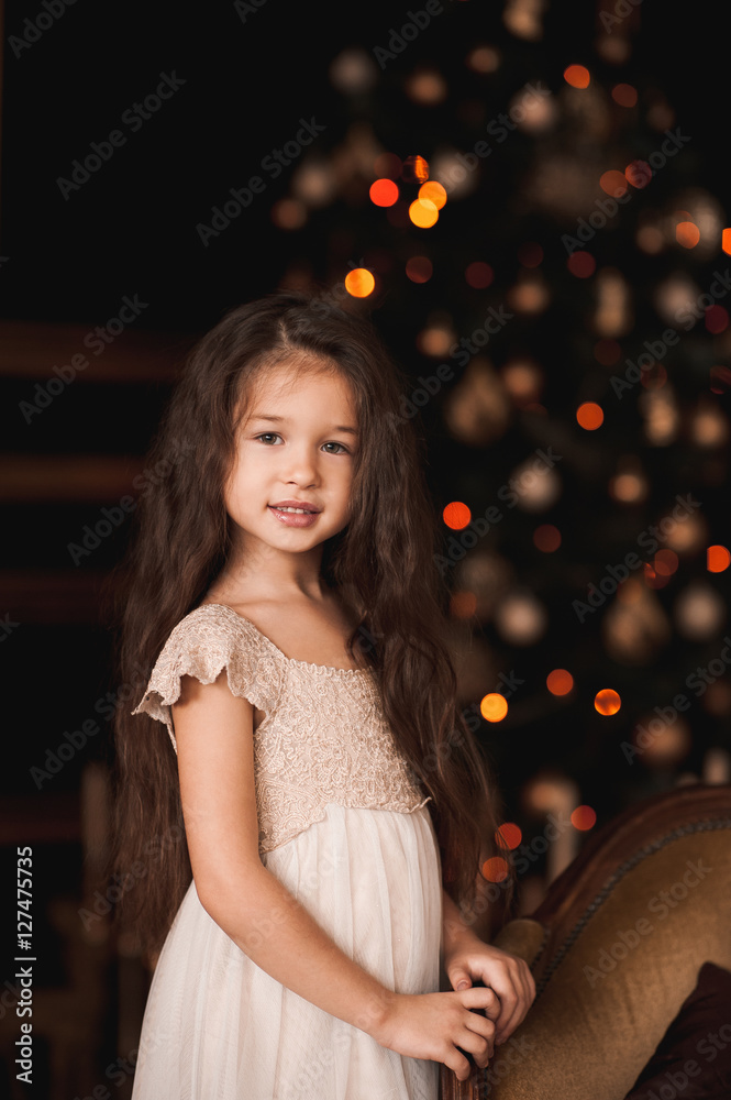 white christmas dresses Kids Red & White Dot Pom Pom Christmas Tree Tulle Dress – Little-Minnows main image 1