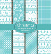 Christmas Seamless Patterns. Vector Set.