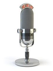 Wall Mural - Retro old microphone with text on the air. Radio show or audio p