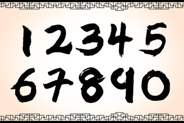 chinese style calligraphy numbers