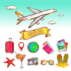 Wall Mural - Air Travelling Icon Set