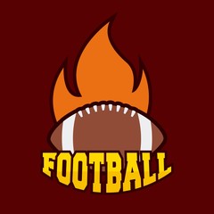 Wall Mural - american football ball with flame. colorful design. vector illustration