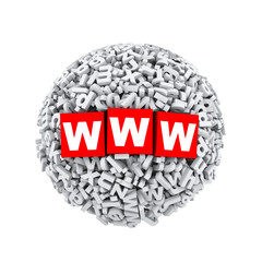 Sticker - 3d alphabet letter character sphere ball www