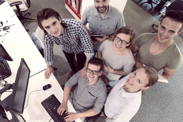 startup business people group working as team to find solution