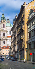 Wall Mural - View to the street in the old center of Prague