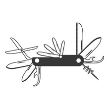 Monochrome Silhouette With Utility Knife Vector Illustration