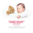 © DN6 - Asian Baby sleeping with her teddy bear with wording good night
