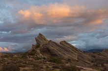 Vasquez Rocks Natural Area Park At Twilight. This Geological Feature Has Been Used In Many Movies And Commercials.