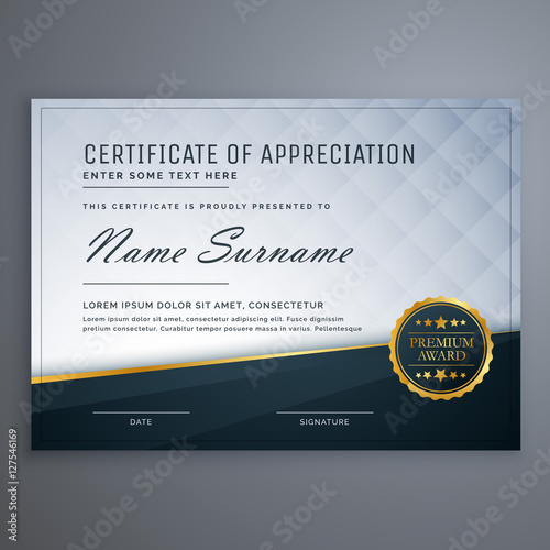 Fotografia premium modern certificate of appreciation template design