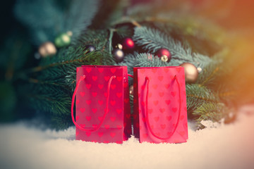 Shopping bags and christmas decoration