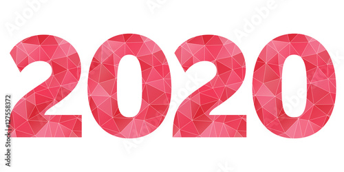 Happy New Year 2020 red and pink polygonal symbol isolated Stock