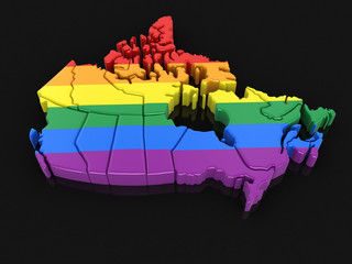 Poster - Map of Canada with LGBT flag. Image with clipping path.