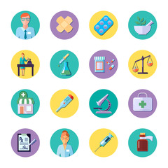 Sticker - Pharmacy In Circle Icon Set