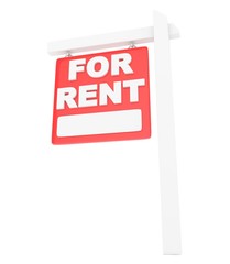 Wall Mural - For rent sign lease real estate on white background. 3D rendering.