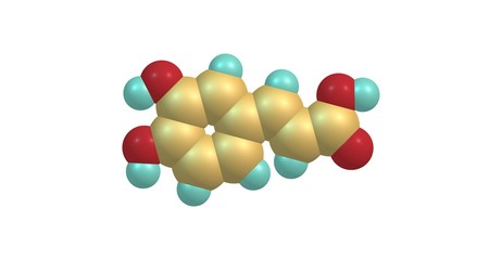 caffeic acid molecular structure isolated on white