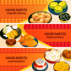 Wall Mural - Asian Sweets Horizontal Banners Set