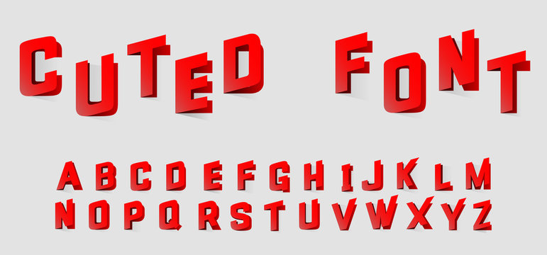 Alphabet letters cut out from paper red style. Vector illustration