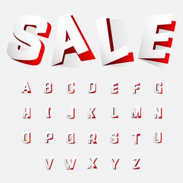 Alphabet letters cut out from paper red style. Vector illustration