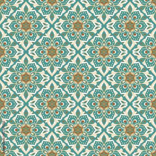 Cotton fabric Ręka bezszwowe ciągnione mandala wzór.