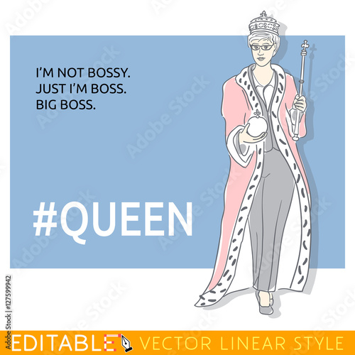Download Hashtag Queen. Lady boss. Meme card. Editable outline ...