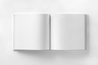 © Mayatnikstudio - Mockup of opened blank square catalogue at white paper bacground