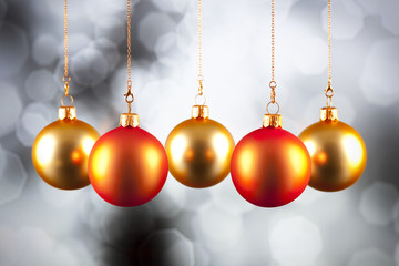 Christmas decoration - baubles on black and white background